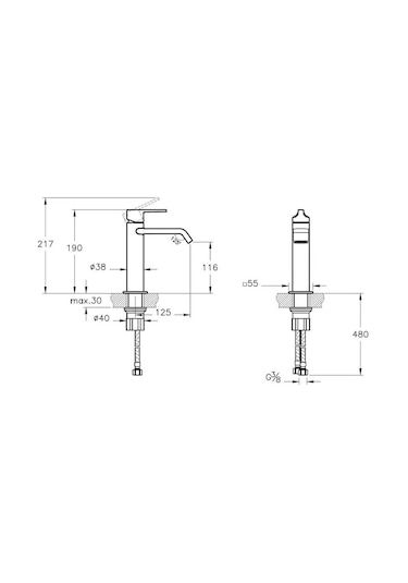 VitrA Suit A42816 Lavabo Bataryası Krom