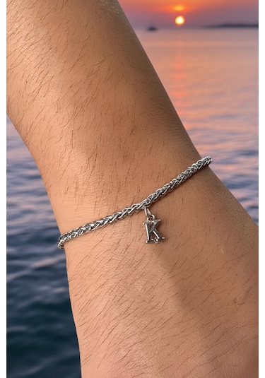 Kişiye Özel Sallantılı Harfli Paslanmaz Çelik Bileklik Sevgiliye Eşe Hediye Acb01h Metalik