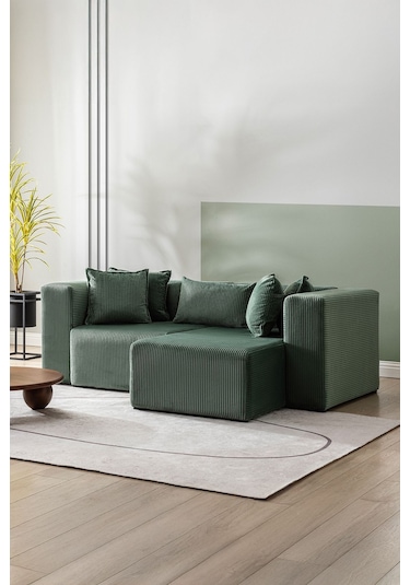 Katt Modüler Ekstra Rahat İskeletli 2 Li Koltuk 10 Renk Yeşil