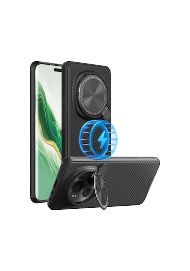 Mufunye Honor Magic 6 Pro İçin Nillkin Camshield Pro Manyetik Kılıf: Kamera Koruyucu, Magsafe Uyumlu, Dikey/yatay Ayaklı, Parmak İzi Redüktörü Siyah