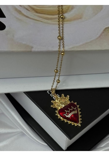 Tasarımlı Figürlü Çelik Kolye Gold