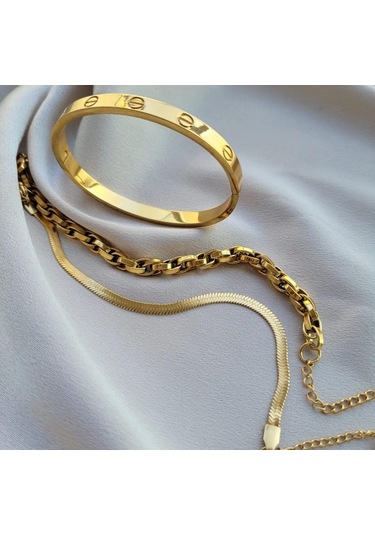 Klasikler Birarada 3'lü Çelik Bileklik Sns17 Gold