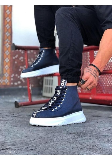 Wg03 Lacivert Erkek Yarım Bilek Bot Renklı