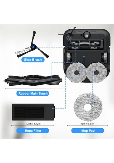 Leasetake Ecovacs Deebot X2 Omni Robot Süpürge Yedek Parçaları Ana Yan Fırça Hepa Filtreleri Paspas Pedleri Toz Torbaları