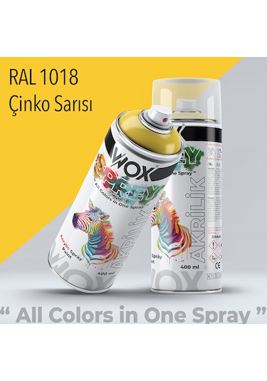 Wox Akrilik Sprey Boya, Ral 1018 Çinko Sarısı 400 Ml.