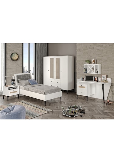Trio White Ders Çalışma Masası %100mdf 2. Beyaz