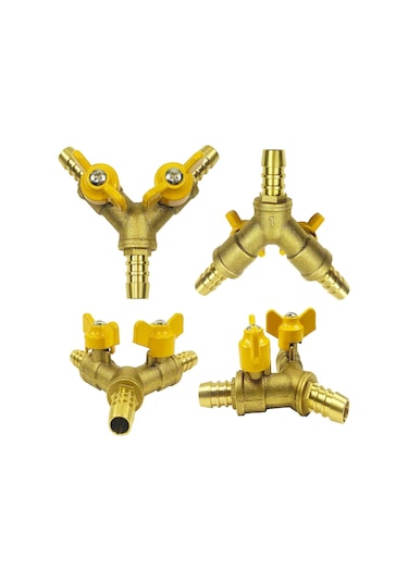 3/8" Hortum Küresel Vanası Y Şeklinde Pirinç Bağlantı Parçası 2 Yollu 3 Yollu Bağlantı Parçası 11 Mm Hortum İçin Diğer