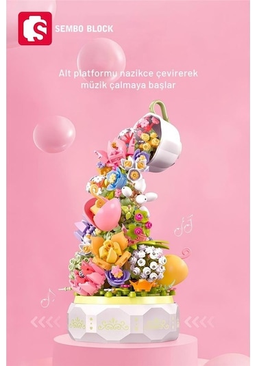 Sembo Block Huayan Cayı Muzikli Florist Seti 575 Parça Yapı Blokları