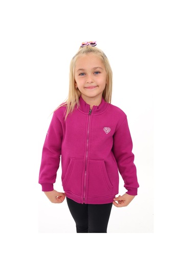 Toontoy Kız Çocuk Nakışlı Hırka Mürdüm