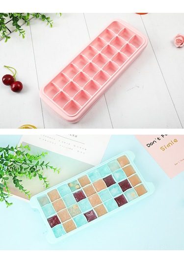 Padalink Mutfak Ve Bar Kullanıma Uygun 24 Hücreli Kapaklı Silikon Buz Kütüphanesi - Mavi Çok Renkli
