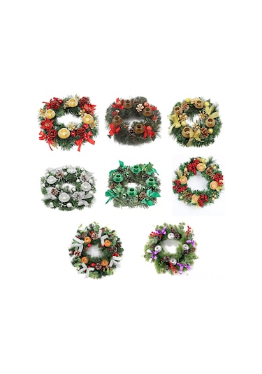 Youtek 30cm Yeşil Plastik Noel Gerdanı - 2.2 İnç Mumluk Için Simülasyon Çiçekli Aksesuar, Otel/alışveriş Merkezi Dekorasyon Unsurları