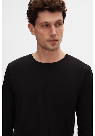 Ds Damat Slim Fit Siyah Bisiklet Yaka %100 Pamuk Nefes Alabilen Uzun Kollu Body T-shirt 4hc14ort0007m 001