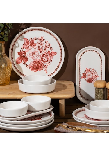 Perotti Danish Rose 14 Parça Seramik 6 Kişilik Kahvaltı Takımı Çok Renkli