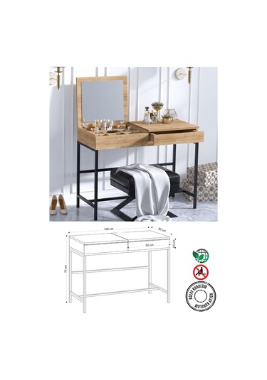 Decormet Linda Makyaj Masası Safir Meşe Safir Meşe