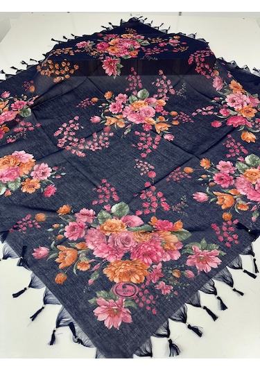 Sökme Boncuklu Pamuk Yazma - 05650 Lacivert , Pembe