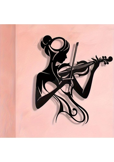 Homyl Kemancı Kadın Silüet Sanatı Duvar Askısı Banyo İçin 26x30cm