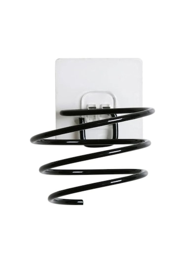 Alper Banyo Siyah Güçlü Yapışkanlı Fön Makinesi Askısı Fön Makinesi Tutucu Siyah