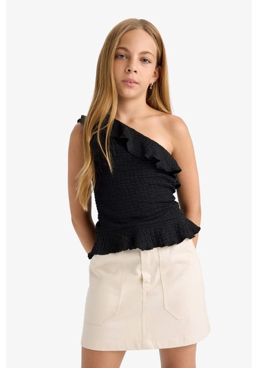 Defacto Kız Çocuk Tek Omuzlu Atlet G0166a825hsbk81 Siyah