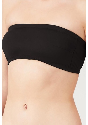 Siyah Straplez Crop Top Büstiyer Siyah
