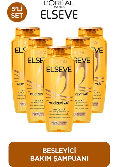 ELSEVE 5'li L'Oréal Paris Elseve Mucizevi Yağ Besleyici Bakım Şampuanı 400 ml