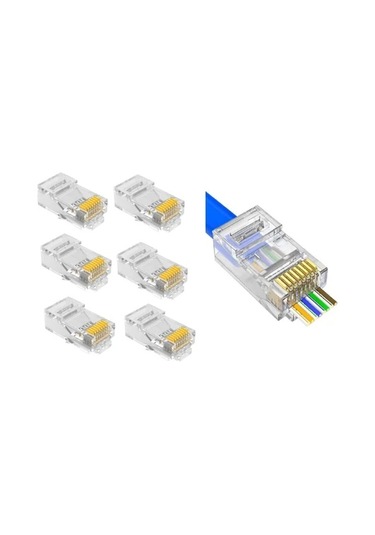 Rj45 Cat6 Yeni Nesil Deliksiz Jack Konnektör 100 Adet