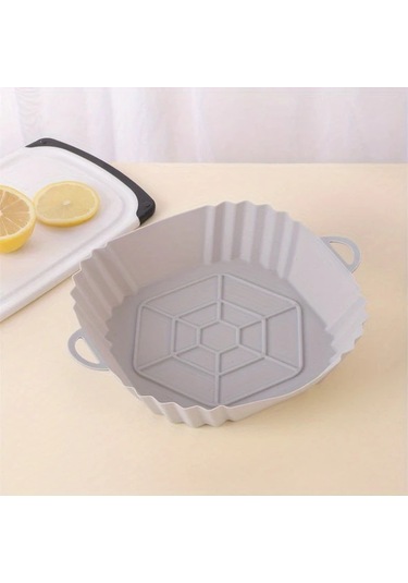 Maxaccess 1 Adet Gri Silikon Hava Fritözü Sepeti Katlanır Pişirme Tepsisi Yeniden Kullanılabilir Yapışmaz