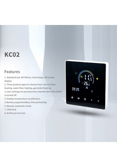 Pazly Lemestar Akıllı Termostat - Haftalık Program, Çocuk Kilidi, Wifi, Lcd Dokunmatik Ekran/