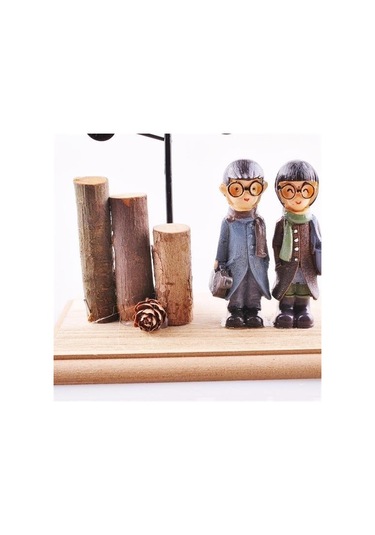 Zmc Bilişim Pilli Işıklı Romantik Çift Tema Büyük Boy Dekoratif Ahşap Biblo