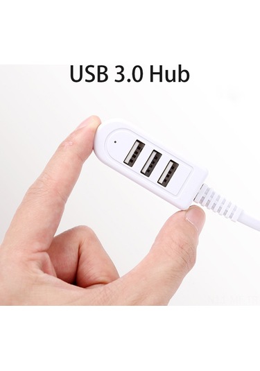 Mufunye Usb 3.0 3 Portlu Hub, Hızlı Veri Transferi Ve Şarj, 0.25m Beyaz, Soğutma Özelliği, Taşınabilir, Plug & Play