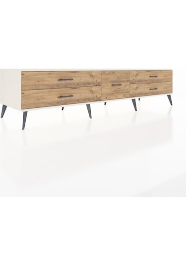 Kronos Tv Ünitesi 5 Çekmeceli 220x59x51 Aytaşı-çam Atlas Çam/atlas Çam - Aytası