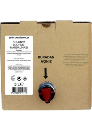 Eyüp Sabri Tuncer Bodrum Mandalinası Kolonyası 5 Lt Bag In Box