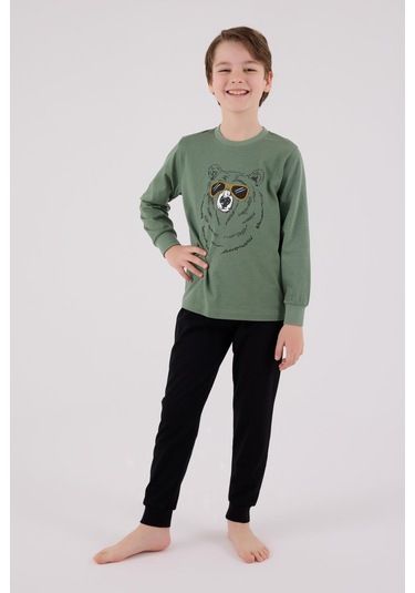 Rolypoly Erkek Çocuk Uzun Kol Pijama Takım K.yeşil-1737 Yeşil