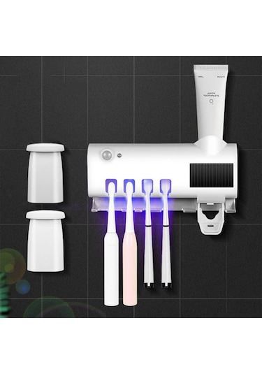 Reedark Uv Işınlı Diş Fırçası Sterilizatörü - 4'lü Duvar Askısı Ve Usb Şarj Beyaz
