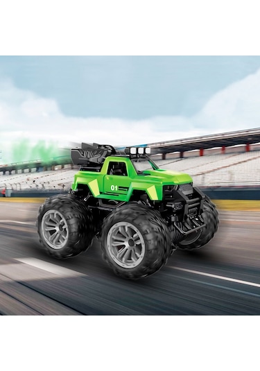 Uzaktan Kumandalı Şarjlı Duman Atan Araba 4x4 Buharlı Işıklı Uzaktan Kumandalı Off Road Araba Rc Stu Yeşil
