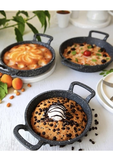 Eda 3 Lü Granit Döküm Sahan Tava Seti - Yanmaz Yapışmaz 16/18/20 Cm 3 Boy