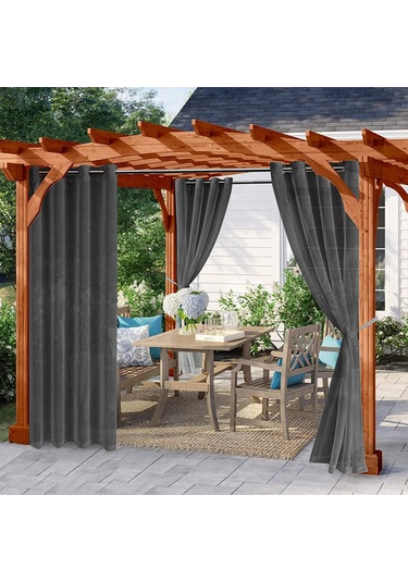 Neevoyu Siyah Tekli Perde - Su Geçirmez, Uv Engelliyici, Poliester, Delikli, 132x183 Cm, Ev Ve Dış Mekan Uygun Siyah