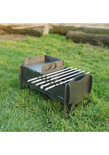 Portatif Çift Bölmeli Dayanıklı Ağır Ve Büyük Uzun Ömürlü Mangal Siyah