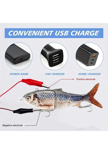 Fochsia Usb Şarj Edilebilir Led Yapay Robot Yem 42 Gram 36v 1968.5 İnç Abs Balıkçılık Hediyelik Sku Gri