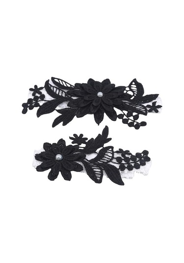 Düğün Jartiyer Nakışı Çiçekler Seksi Jartiyerler Kadın Kadın Gelin Uyluk Halkası Dantel Bacak Halkası Döngü Lacivert