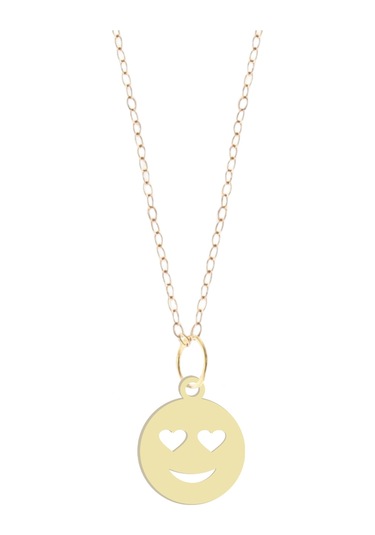 14 Ayar Altın Plakalı Kalpli Göz Emojisi Motifli Doğum Günü Hediyesine Özel Altın Kolye-806 Kalpli Göz Emojisi