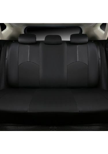 9 Parça Araba Koltuk Kılıfları, Evrensel Nefes Alabilir Deri Koltuk Koruyucu Tam Siyah