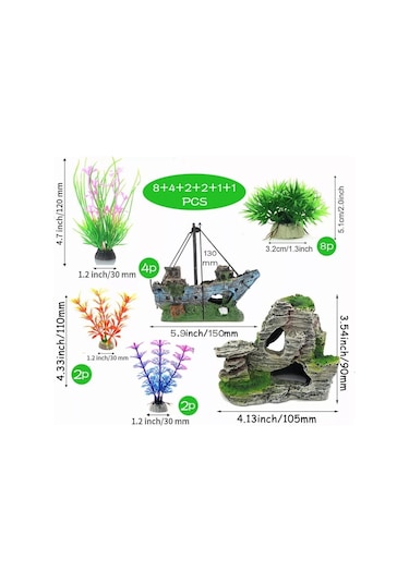 Xindoker 18 Adet Renkli Akvaryum Dekorasyonu: Gerçekçi Plastik Su Bitkileri Seti - Farklı Boyutlarda Balık Tankı Süs Eşyası