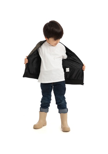 Freemen Erkek Çocuk Haki Kolej Yaka Astarlı Su Ve Rüzgar Geçirmez Fermuarlı Mont Freemen Erkek Haki