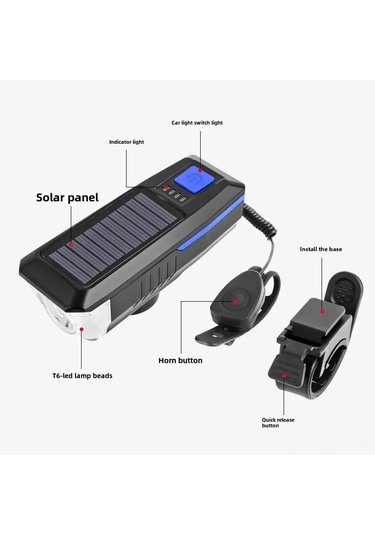 Mufunye Yeşil Güneş Enerjili Şarjlı Farenin, Yüksek Lümenli Işık Ve Güç Göstergeli, Gece Sürüşü İçin Yüksek Tizli Hoparlör Lambası Yeşil