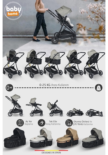 Baby Home 8 in 1 Yeni Doğan Full Takım Set 1010 Travel Sistem Bebek Arabası Ve Lorelli Anne Yanı Beşik Oyun Parkı Yatak Beşik