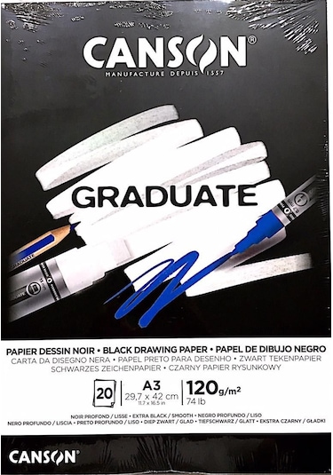 Canson Çizim Bloğu Graduate Cangrad Siyah 20 Sy A3 120  Gr