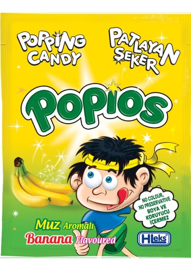Hleks Patlayan Şeker Popios Tutti Frutti Muz 4 G 40 + 40 Adet