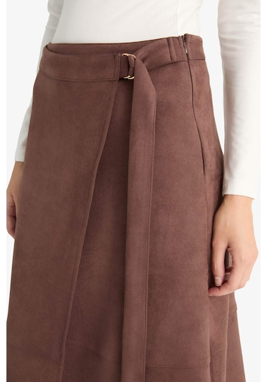 Defacto Wrap Süet Midi Etek G1109ax25aubn539 Kahve