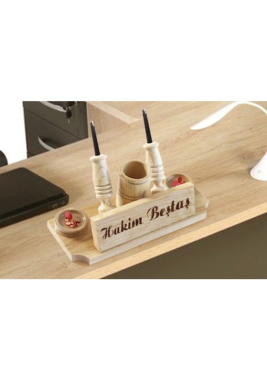 Masa Üstü İsimlik Ahşap Masa Üstü Kalemlik - M757