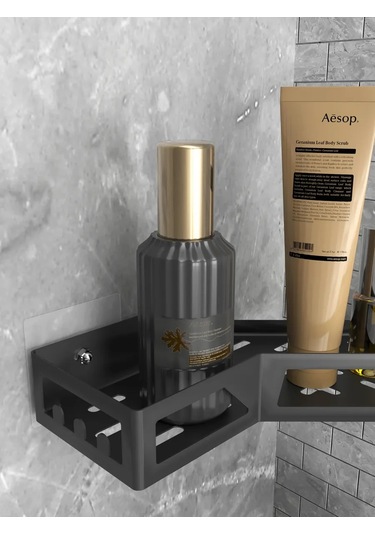 Flybuy Delme Gerektirmeyen Köşe Banyo Rafları 2'li Siyah 291254909 Siyah